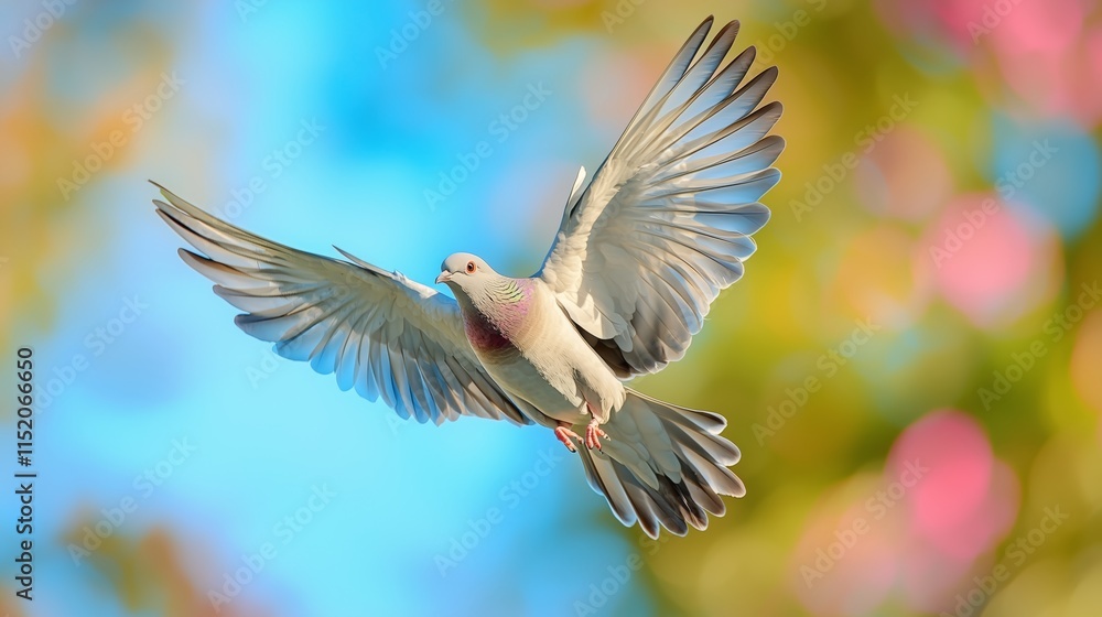 Fototapeta premium Colorful Bird in Flight with Blurred Background