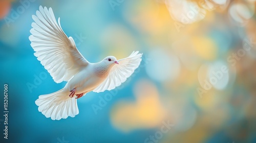 Wallpaper Mural Majestic White Bird in Flight Against Soft Colorful Background Torontodigital.ca