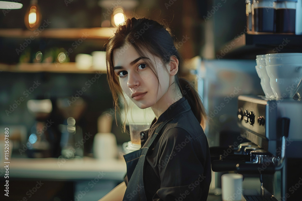Barista Working in a Stylish Coffee Shop Setting Generative AI Image Barista Working in a Stylish Coffee Shop Setting Generative AI Image