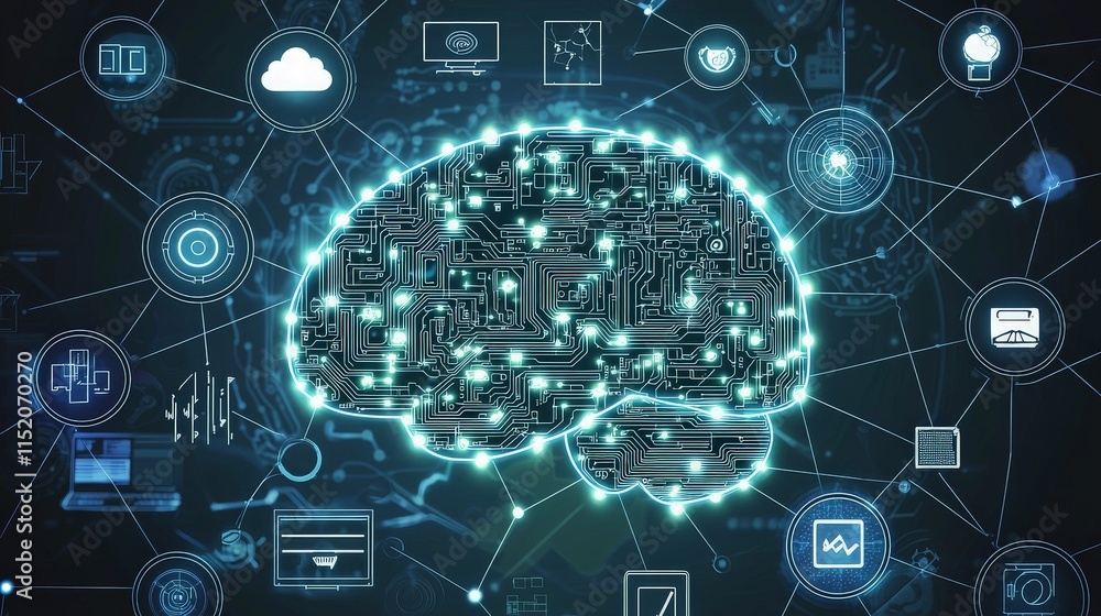 AI brain network, digital intelligence, technology. AI brain network, digital intelligence, technology.