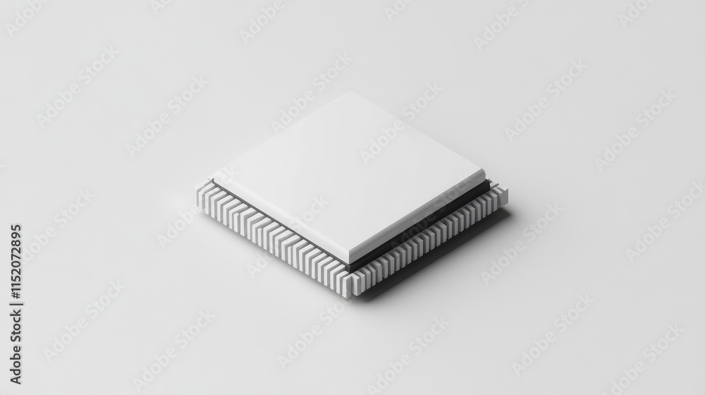 A clean, minimalist microchip design concept, with elegant lines and a focus on simplicity and functionality A clean, minimalist microchip design concept, with elegant lines and a focus on simplicity and functionality