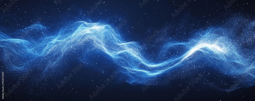 Light blue glowing abstract wave on dark blue background grainy texture banner design, Generative AI Light blue glowing abstract wave on dark blue background grainy texture banner design, Generative AI