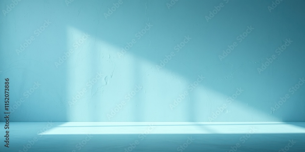 A Simple Minimalist Blue Wall with Sunlight Casting Subtle Shadows on the Floor A Simple Minimalist Blue Wall with Sunlight Casting Subtle Shadows on the Floor