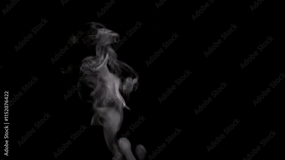 Steam Rises From the Cup. White smoke on black background