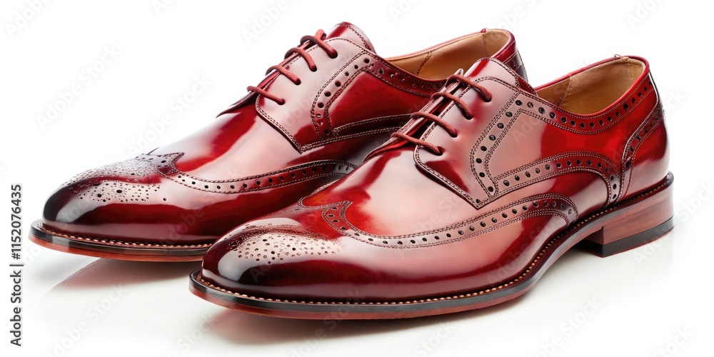 Luxury men's red leather dress shoes: polished vintage oxfords, classic lace-up design, retro style. Luxury men's red leather dress shoes: polished vintage oxfords, classic lace-up design, retro style.