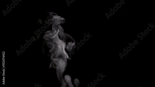 Steam Rises From the Cup. White smoke on black background