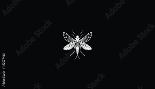 Black and White Mayfly Illustration