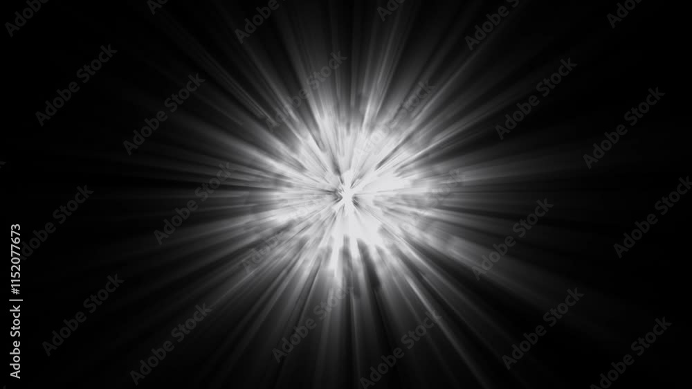 White light burst. Abstract green digital rays of light black background