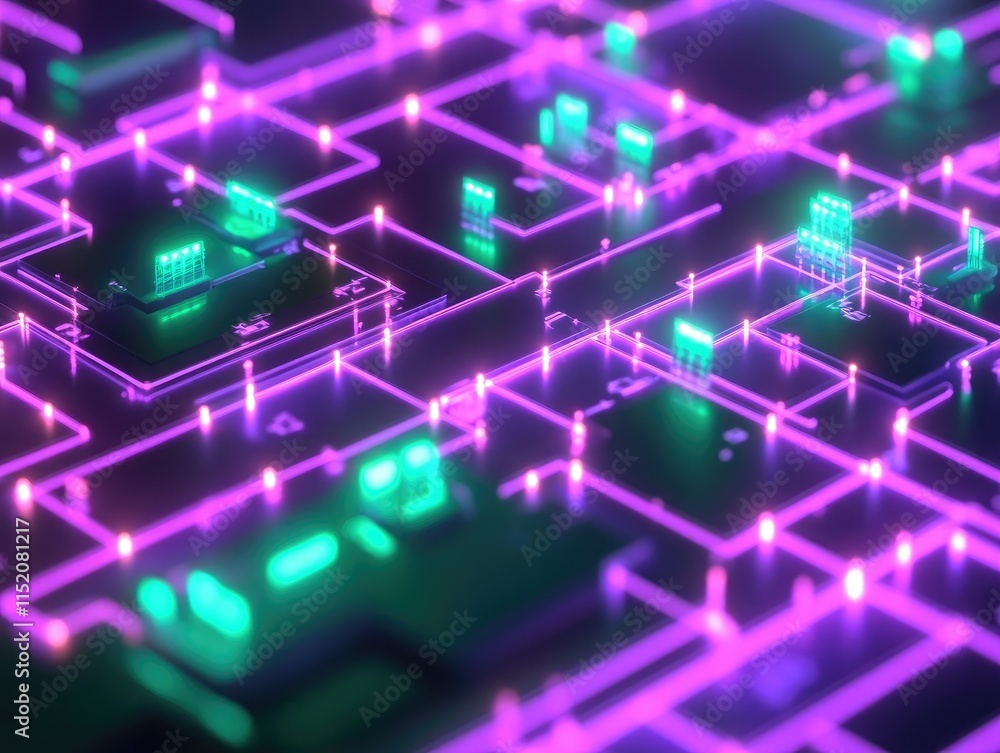 A vibrant digital circuit design with glowing elements, representing technology and innovation. A vibrant digital circuit design with glowing elements, representing technology and innovation.