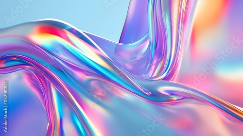 Colorful, reflective waves create a vibrant, abstract background perfect for design and digital projects. photo