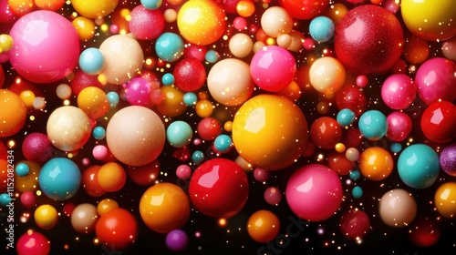 Colorful Abstract Background with Shiny Bubbles and Glitter Effects