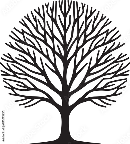 Classic Black Tree Silhouette Illustration for Diverse Designs