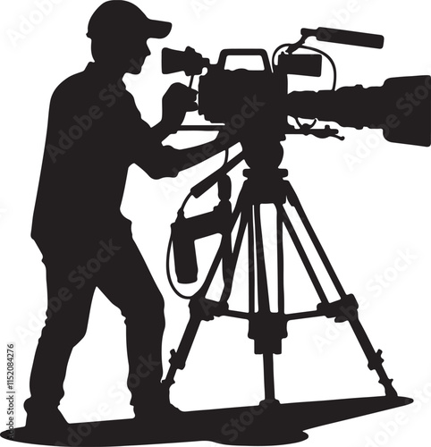 Silhouette vector illustration of Cameraman on white background