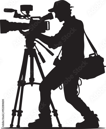 Silhouette vector illustration of Cameraman on white background