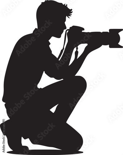 Silhouette vector illustration of Cameraman on white background