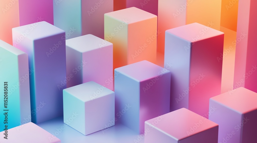 Obraz premium Colorful, abstract geometric blocks create a visually striking composition perfect for modern design projects.