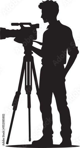 Silhouette vector illustration of Cameraman on white background