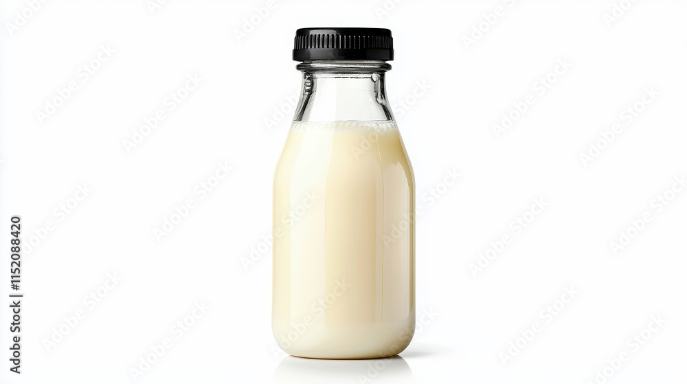 Fresh Milk Bottle on White Background for Dairy Product Promotion Fresh Milk Bottle on White Background for Dairy Product Promotion
