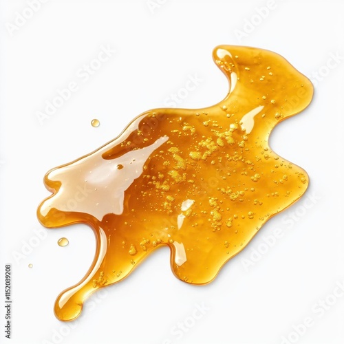 A top view of honey spill isolated on a transparent or white background in PNG format. photo