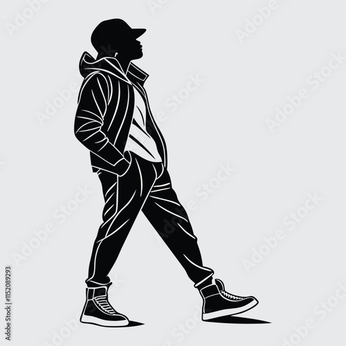 Urban style image silhouette vector art and illustration