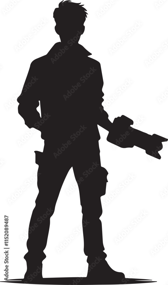 Silhouette vector illustration of Cameraman on white background Silhouette vector illustration of Cameraman on white background