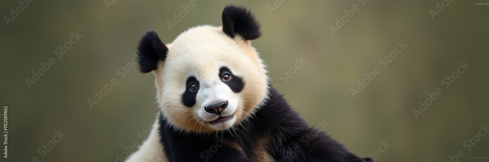 A gentle giant a curious panda with soft fur and deep soulful eyes is looking directly at you in a captivating portrait A gentle giant a curious panda with soft fur and deep soulful eyes is looking directly at you in a captivating portrait