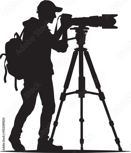 Silhouette vector illustration of Cameraman on white background