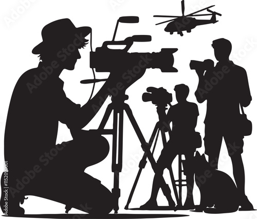 Silhouette vector illustration of Cameraman on white background