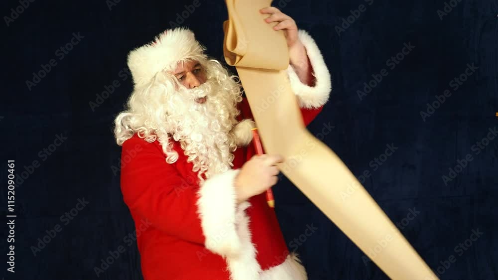 Santa Claus is making a gift list. Santa Claus is making a gift list.