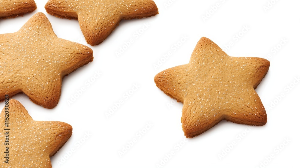 Freshly Baked Star-Shaped Cookies on a White Background Freshly Baked Star-Shaped Cookies on a White Background