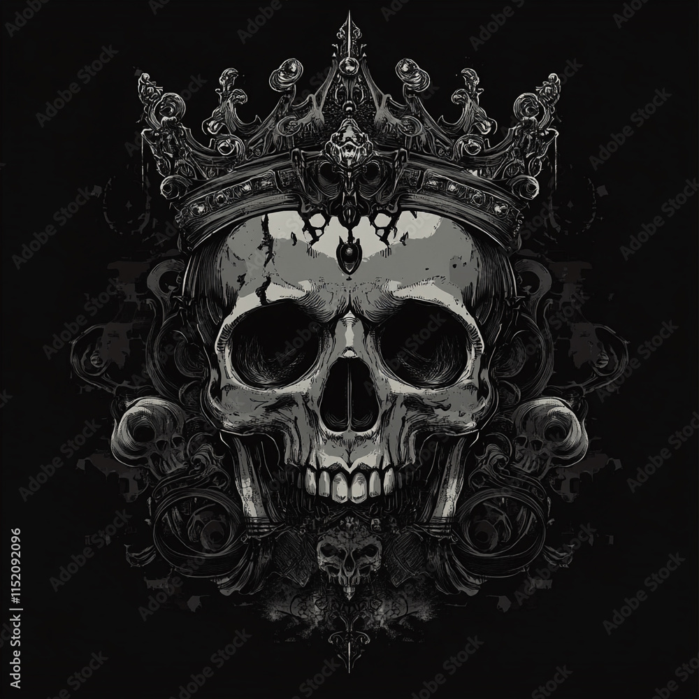 Skull and Crown Back illustration Skull and Crown Back illustration