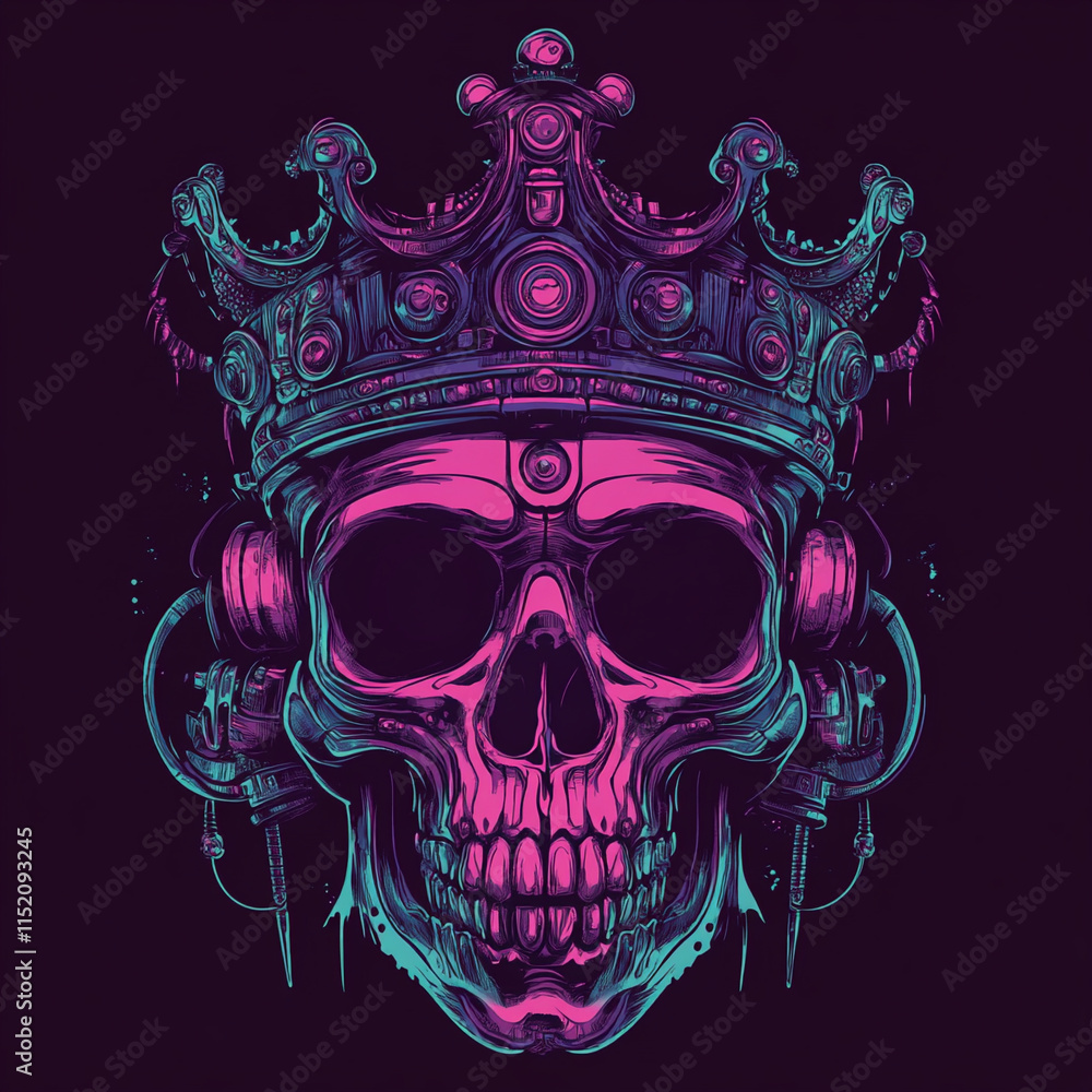 Fototapeta premium Skull and Crown Chest illustration
