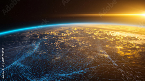 Global data network visualised over Earth’s satellite view.