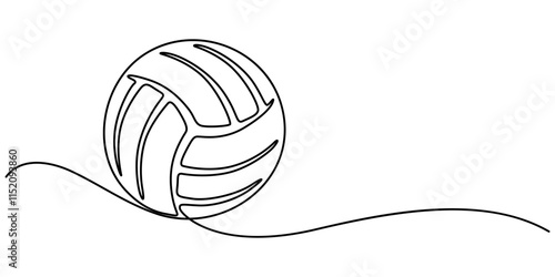 Volleyball Continuous Line Illustration, A single line drawing of a volleyball. Continuous line ball for volleyball icon. One line icon. Vector illustration, Volleyball icon line continuous drawing. 