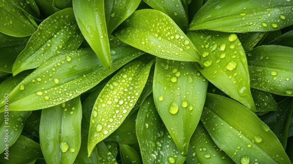 Close-up of vibrant green leaves with water droplets, showcasing nature's beauty. Close-up of vibrant green leaves with water droplets, showcasing nature's beauty.
