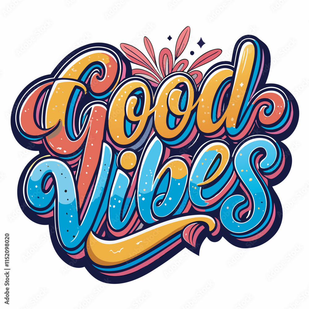 Obraz premium good vibes Positive mind lettering style text vector 