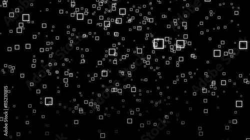 Wallpaper Mural White squares falling animation black background. Squares move down the digital backdrop Torontodigital.ca