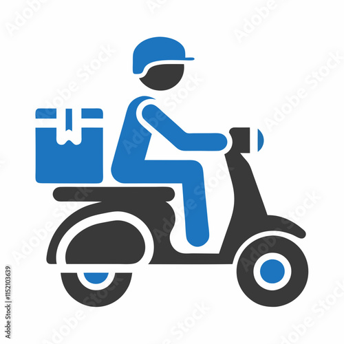 Delivery Man with Scooter Vector Design.