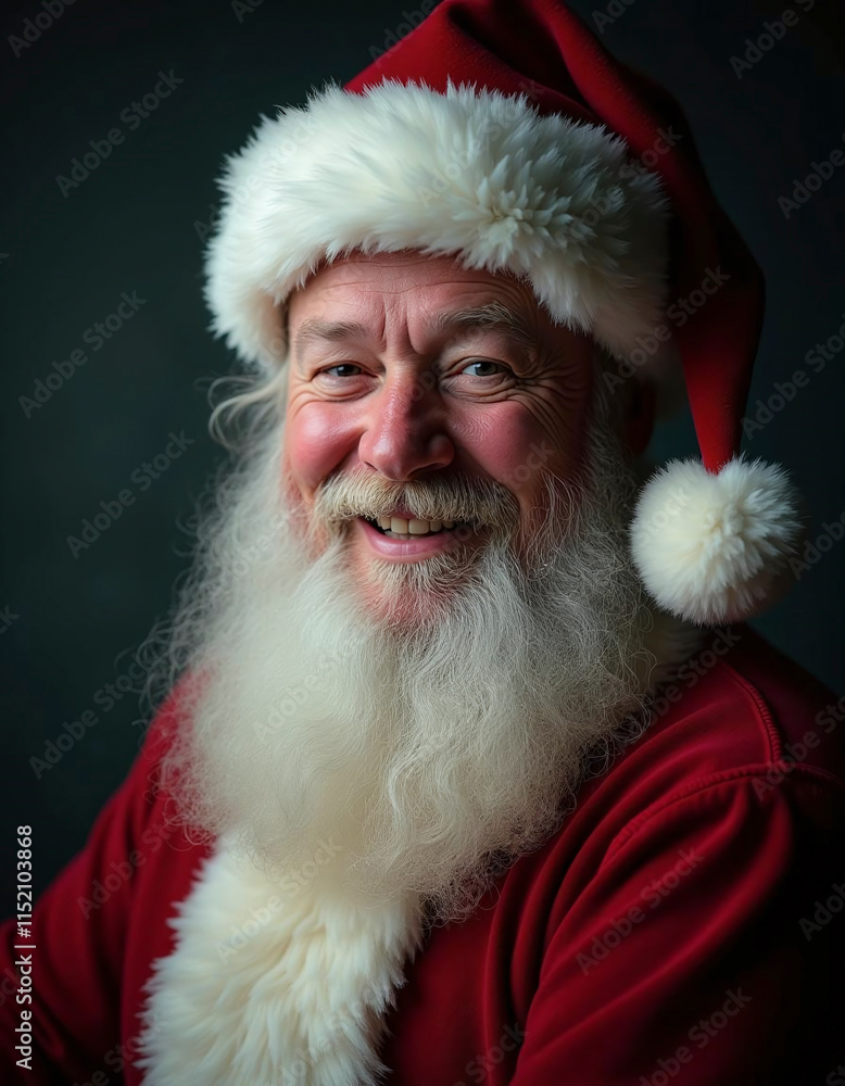 Naklejka premium A man with a white beard and a red hat with a white pom pom on it is smiling