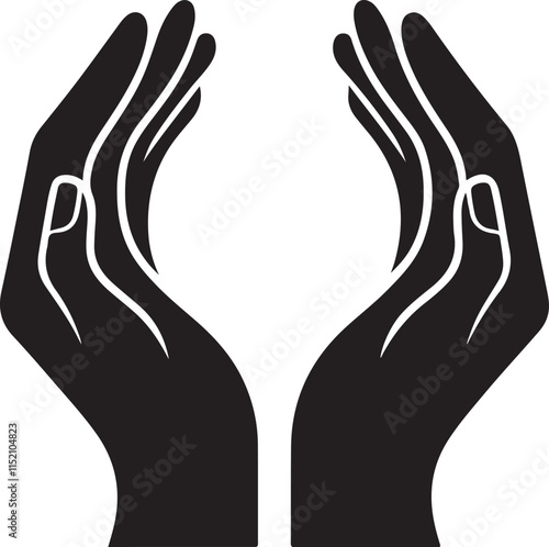 Protective Hands Silhouette Illustration Providing Care and Support