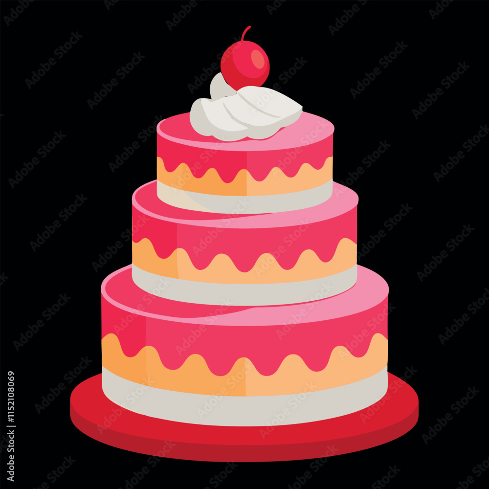 Print cake featuring a cream topping vector isolated on white background Print cake featuring a cream topping vector isolated on white background