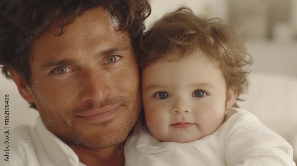 A parent and child share a tender moment, with the parent hugging the child closely, both smiling warmly at the camera A parent and child share a tender moment, with the parent hugging the child closely, both smiling warmly at the camera