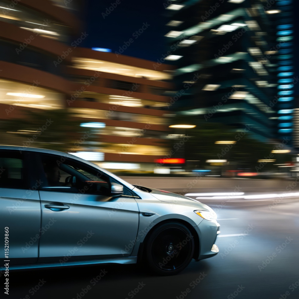 bokeh blue of Car traveling at high speed against the background of buildings and bokeh lights abstract bokeh light background bright bokeh blue of Car traveling at high speed against the background of buildings and bokeh lights abstract bokeh light background bright