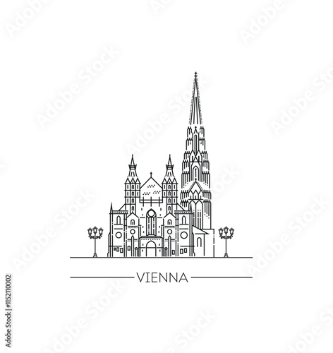 Austria line icon. Saint Stephens Cathedral illustration.