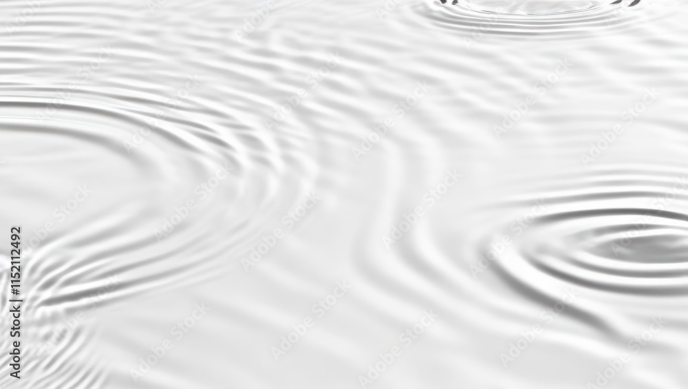 Soft ripples on water surface with white light. Quiet white background. Health advertising, spa and beauty, eco-friendly banneg. Space for text.
