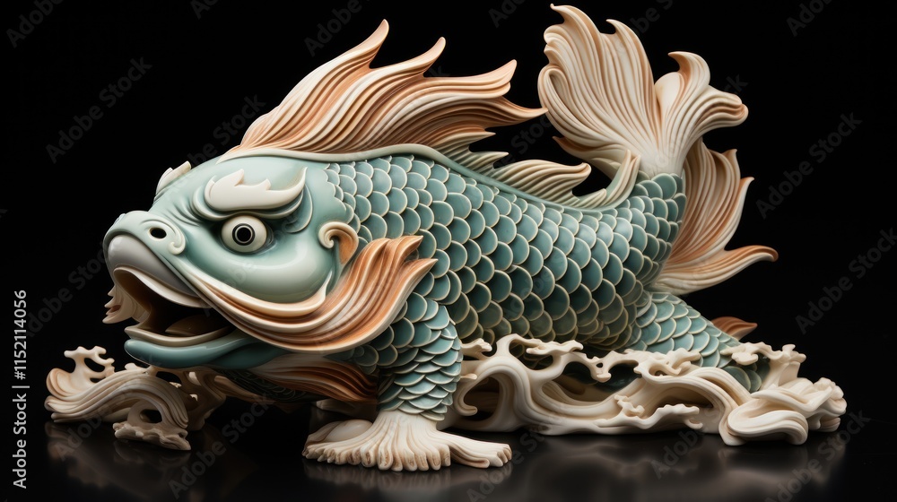 Intricate Ceramic Koi Sculpture: A Masterpiece of Japanese Artistic Craftsmanship Intricate Ceramic Koi Sculpture: A Masterpiece of Japanese Artistic Craftsmanship