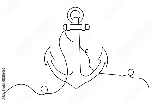 
Ship anchor continuous line drawing and minimalist style isolate outline vector icon

