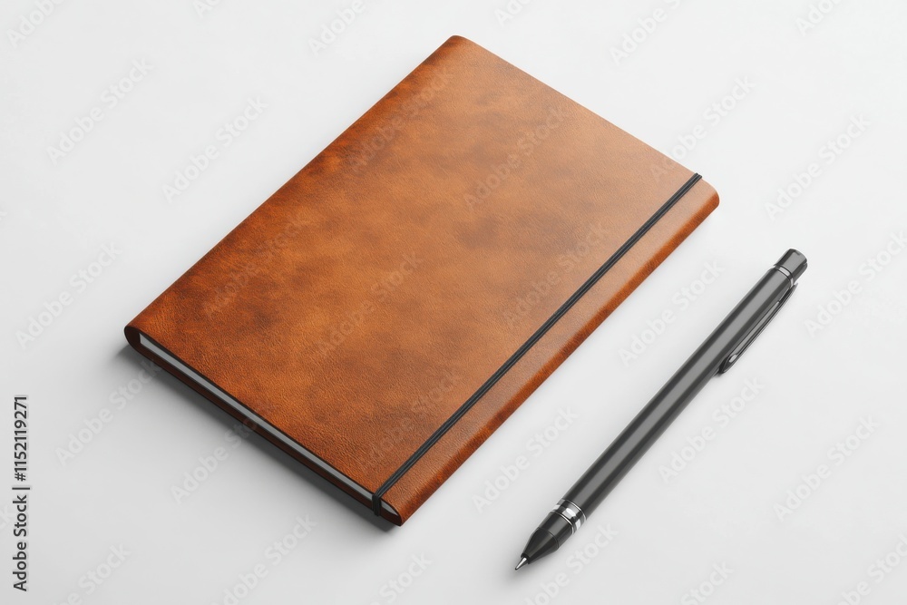 Notebook Cover Design Mockup, minimalist style, white background, high-contrast product photography, commercial design concept Notebook Cover Design Mockup, minimalist style, white background, high-contrast product photography, commercial design concept