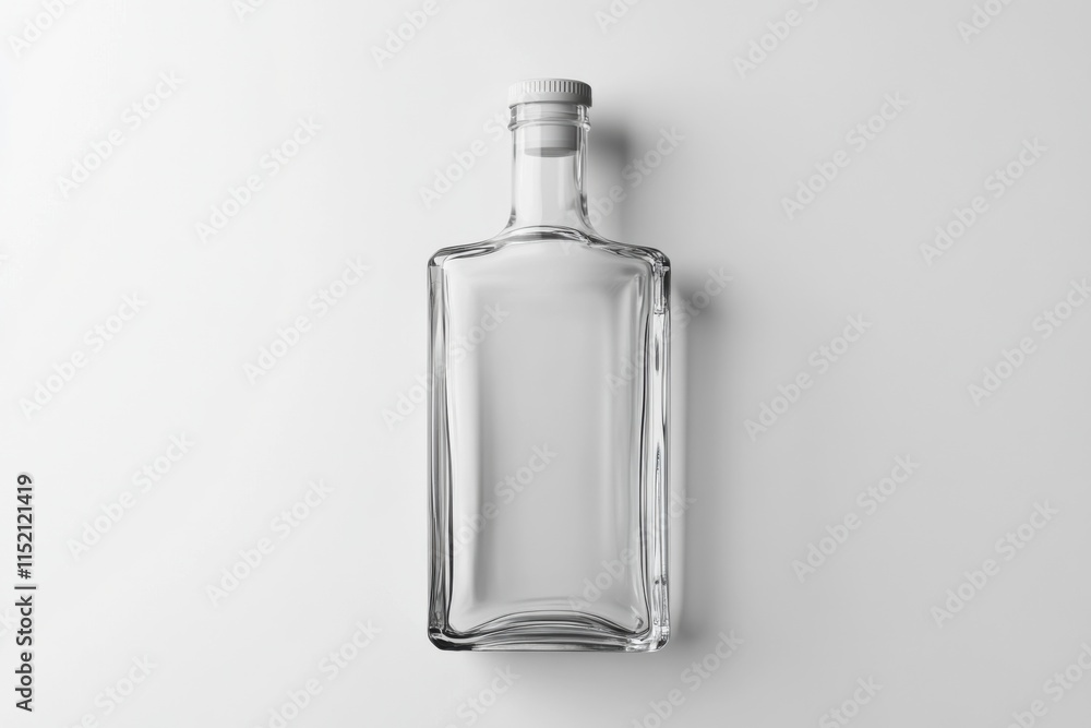 Square Glass Bottle, 3D Rendering, White and Transparent, Product Showcase Square Glass Bottle, 3D Rendering, White and Transparent, Product Showcase