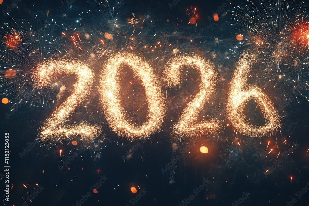 Fireworks Display Forming Two Thousand Twenty Six Fireworks Display Forming Two Thousand Twenty Six